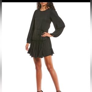 Women’s Large GB Satin Long Sleeve Godet Tie Waist Dress. Gorgeous!